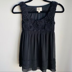 ECI New York Black Sleeveless, Flowing Blouse